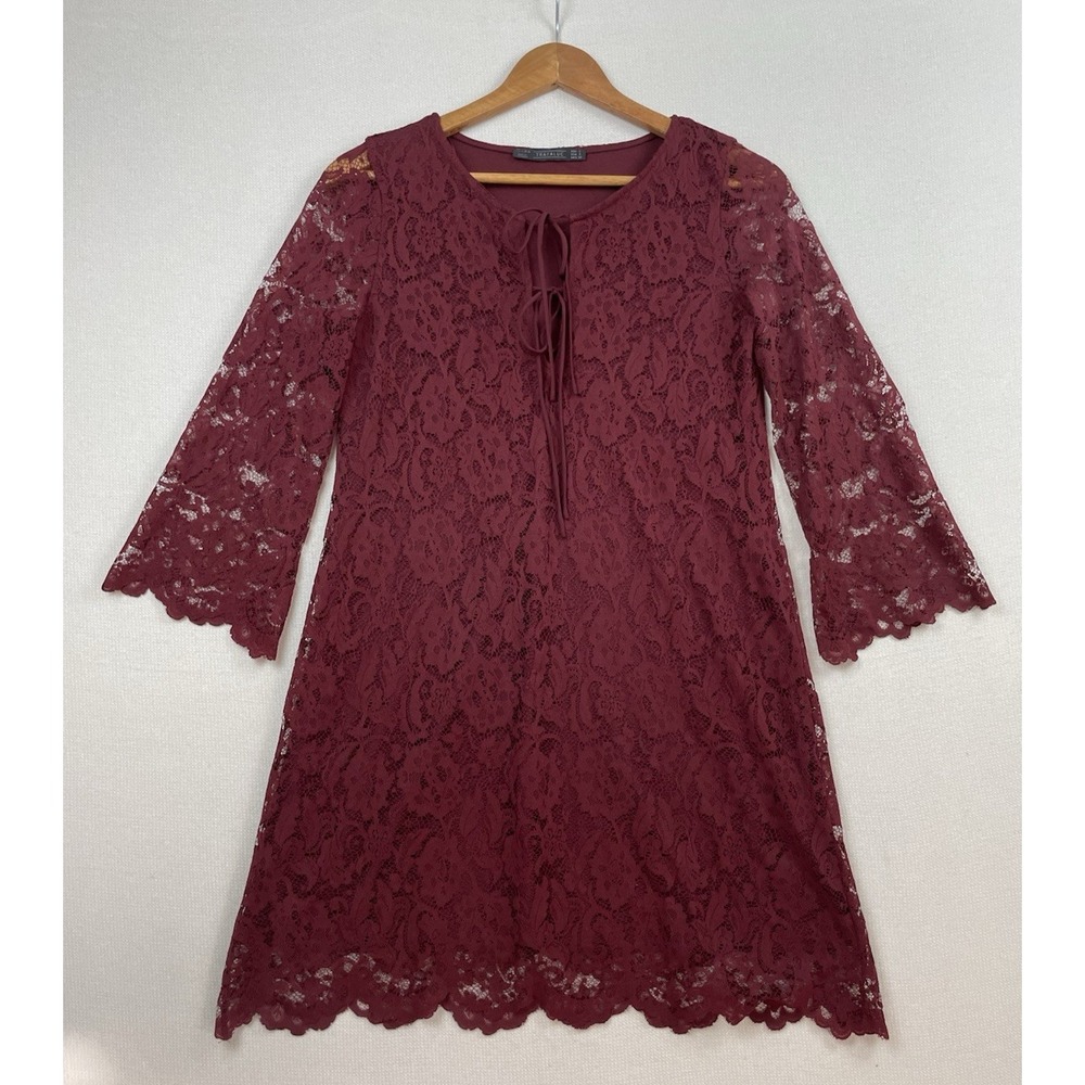Zara Trafaluc‎ Burgundy Lace Overlay Dress S Whimsygoth Fairy Romantic Holidays